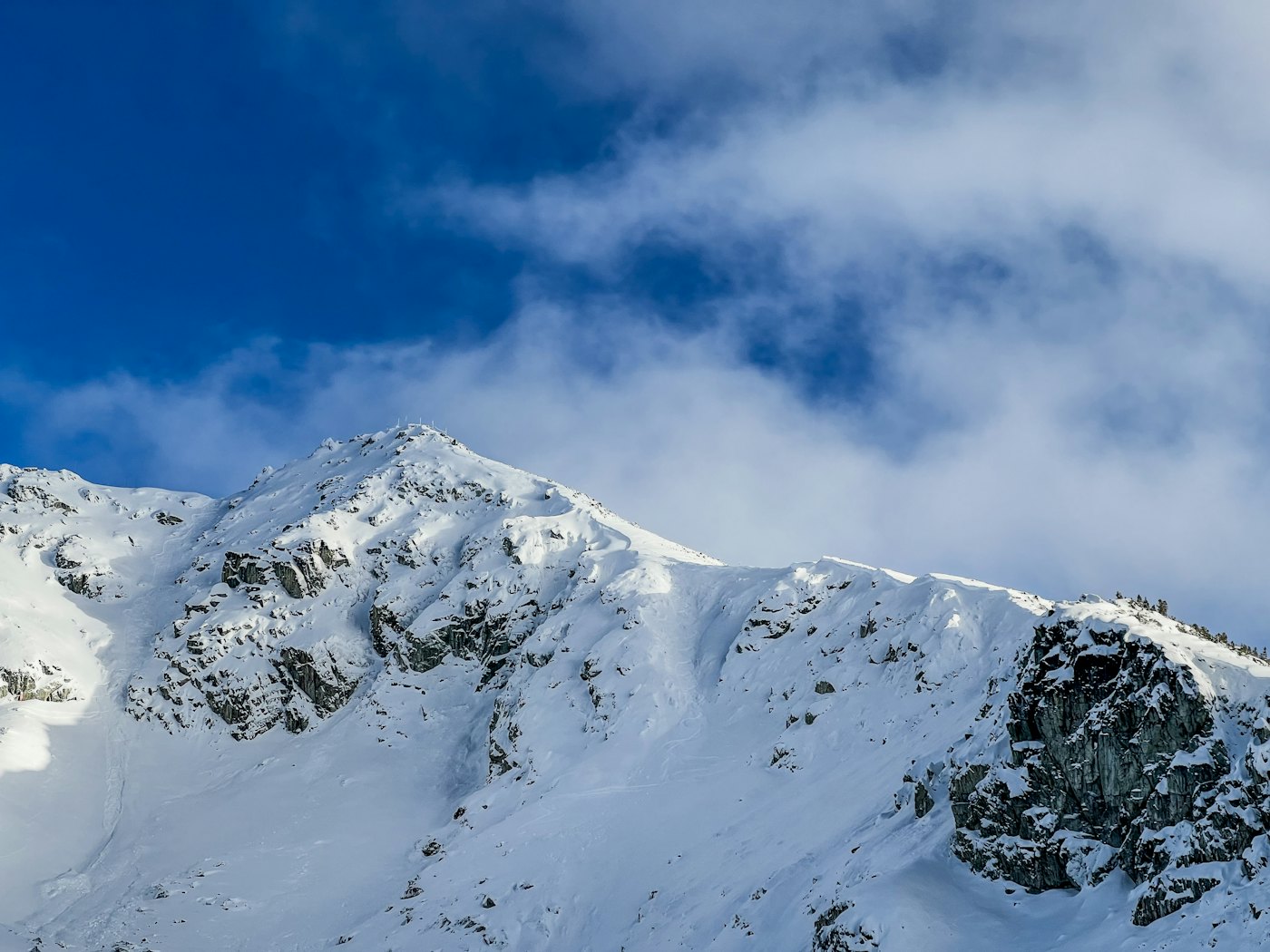 Dramatic alpine landscape seen from above